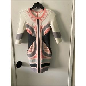 Light pink, gray and white body con mini dress, size medium (fits like a small).